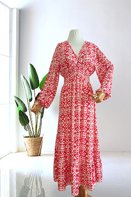 Isabel - Vestito Lungo Stampato · Scollo a V · Stile Boho