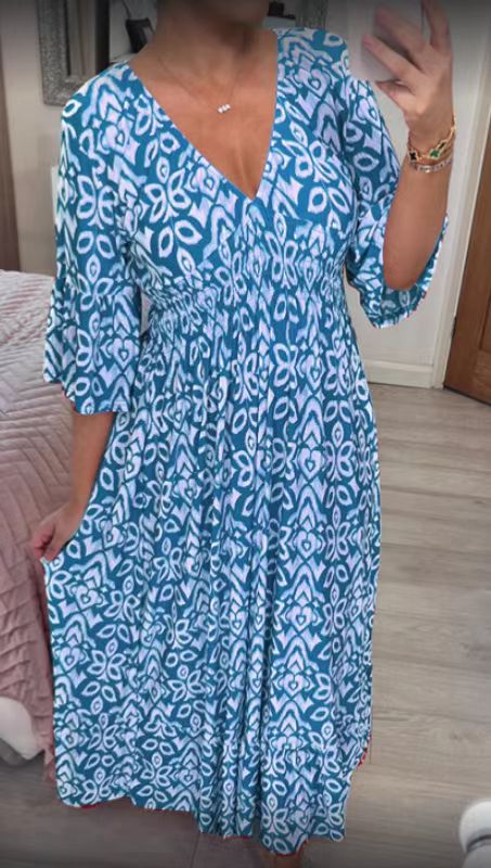 Isabel - Vestito Lungo Stampato · Scollo a V · Stile Boho