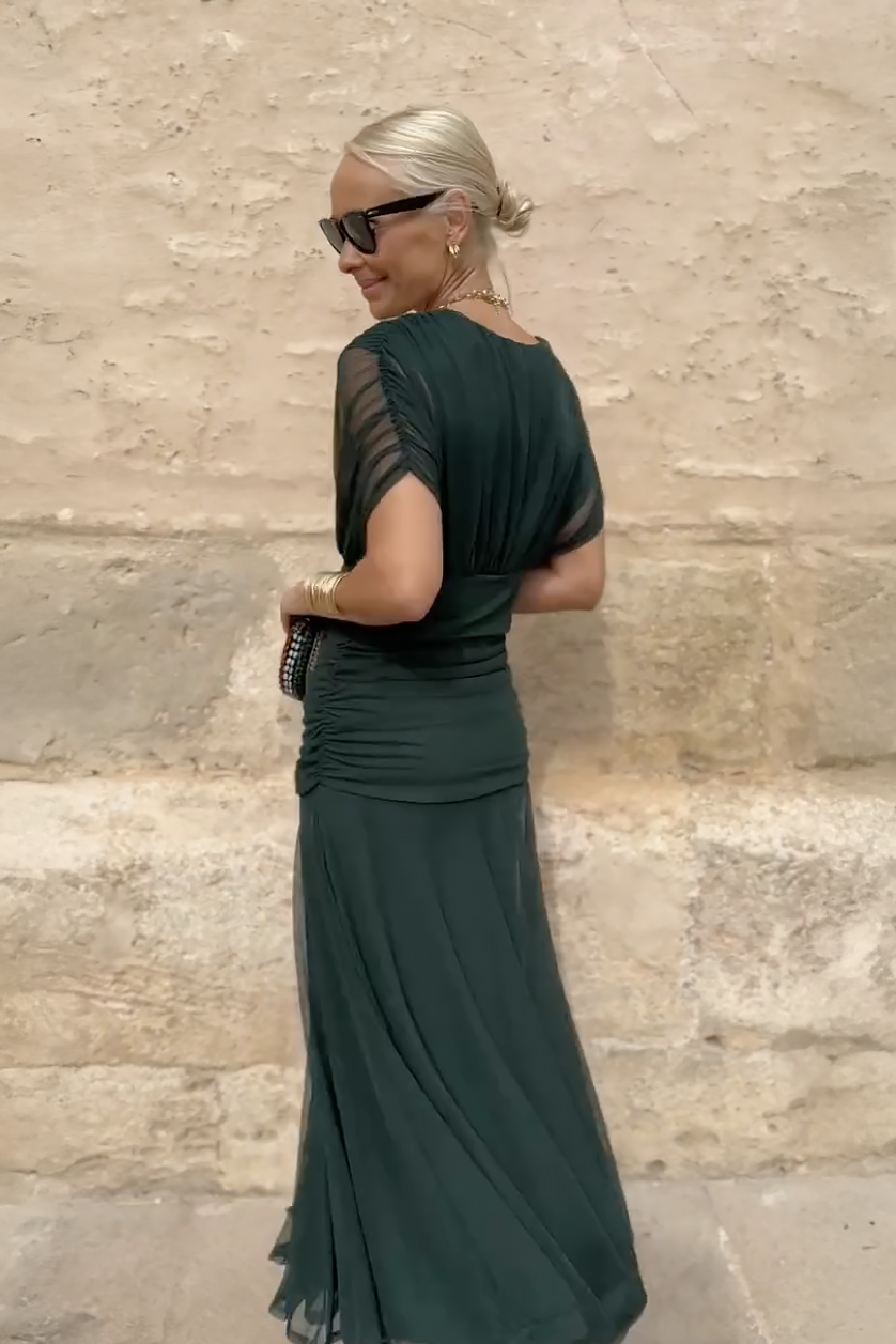 VERO - ELEGANTE VESTITO DA CERIMONIA CON SCOLLO A V
