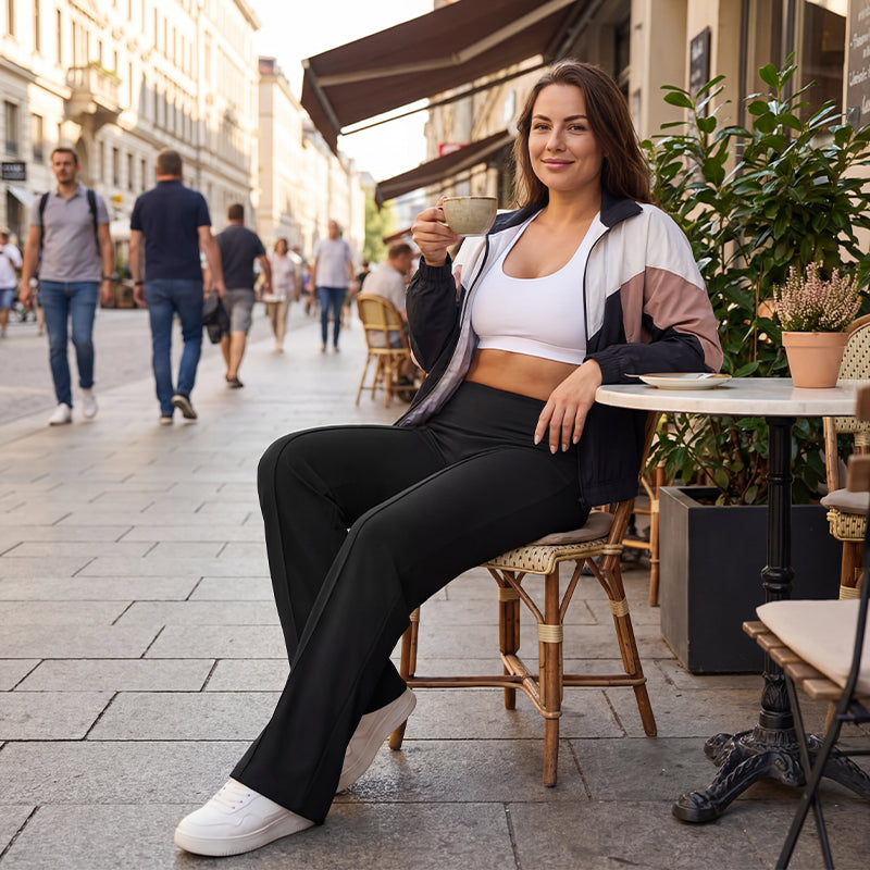 PANTALONI VITA ALTA GAMBA LARGA