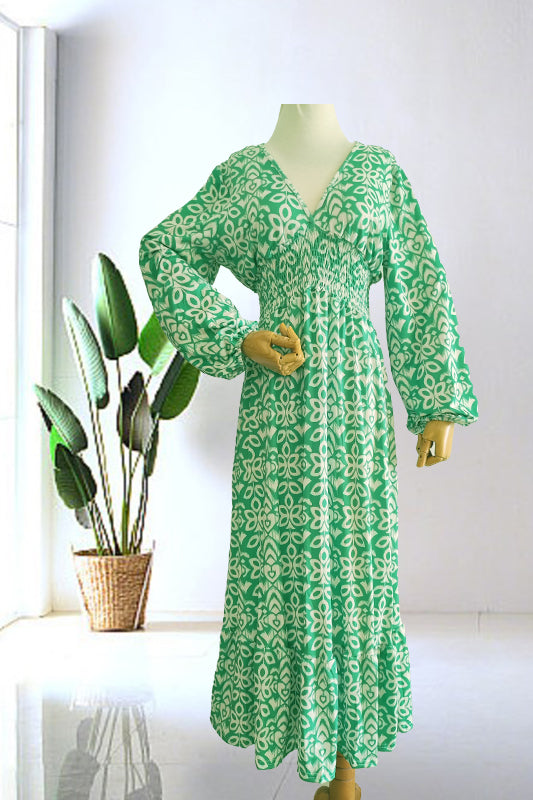 Isabel - Vestito Lungo Stampato · Scollo a V · Stile Boho