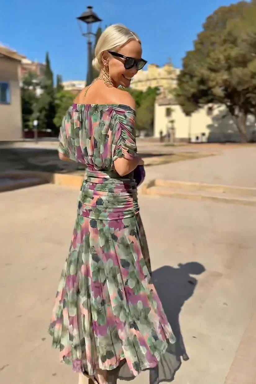 VERO - ELEGANTE VESTITO DA CERIMONIA CON SCOLLO A V