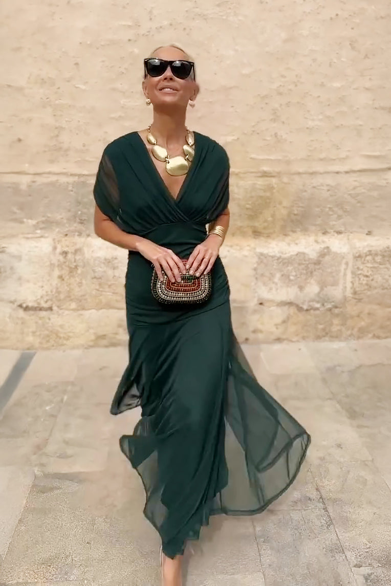 VERO - ELEGANTE VESTITO DA CERIMONIA CON SCOLLO A V