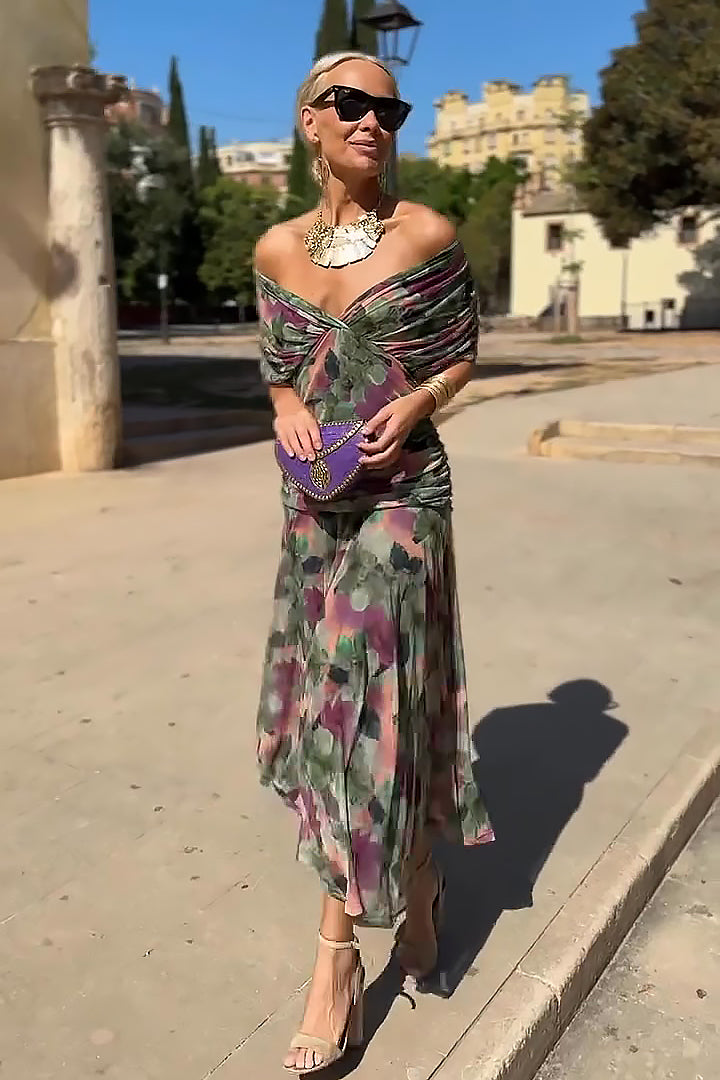 VERO - ELEGANTE VESTITO DA CERIMONIA CON SCOLLO A V