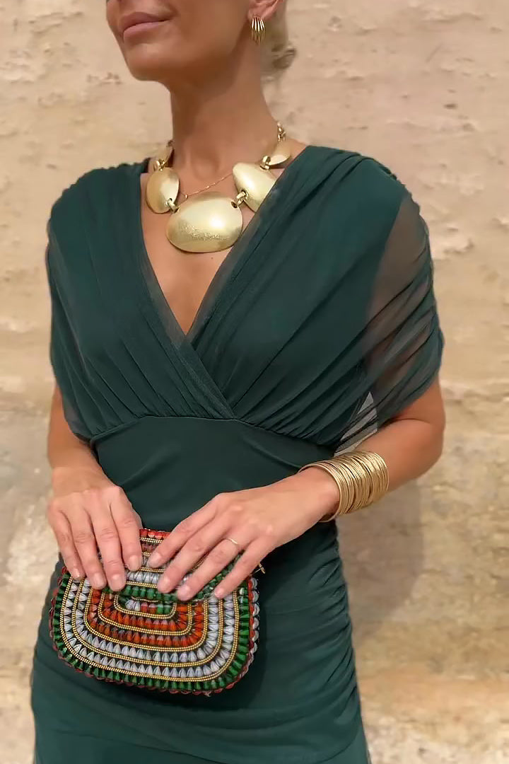 VERO - ELEGANTE VESTITO DA CERIMONIA CON SCOLLO A V