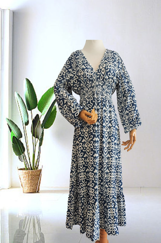 Isabel - Vestito Lungo Stampato · Scollo a V · Stile Boho