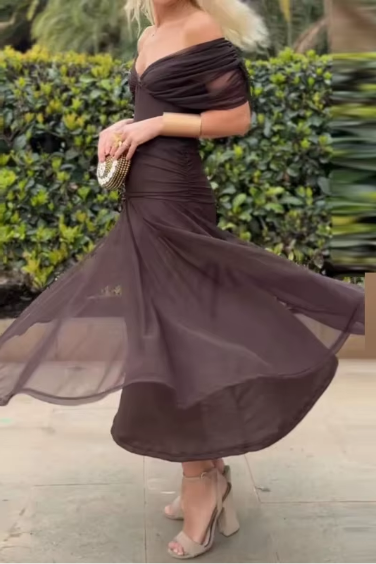 VERO - ELEGANTE VESTITO DA CERIMONIA CON SCOLLO A V