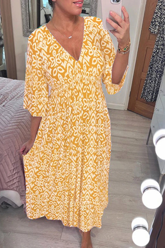 Isabel - Vestito Lungo Stampato · Scollo a V · Stile Boho