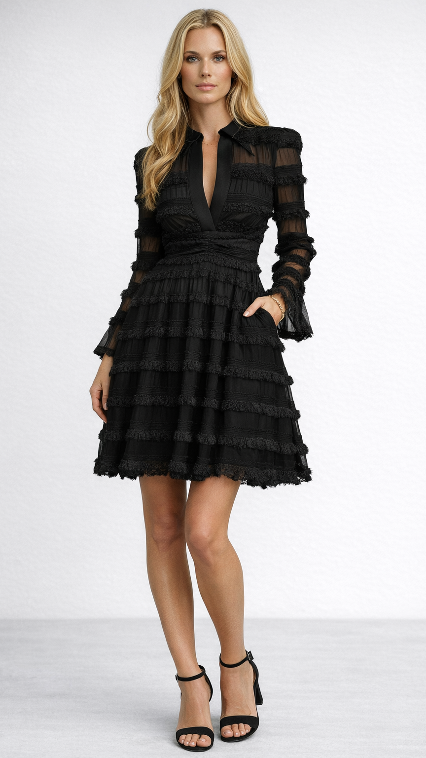 MARIA - VESTITO MIDI CON FRANGE