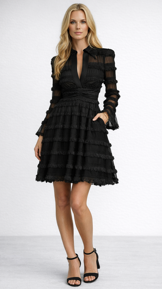 MARIA - VESTITO MIDI CON FRANGE