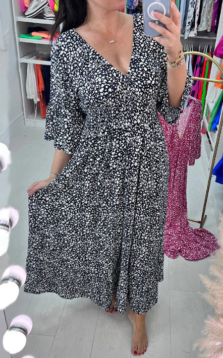 Isabel - Vestito Lungo Stampato · Scollo a V · Stile Boho