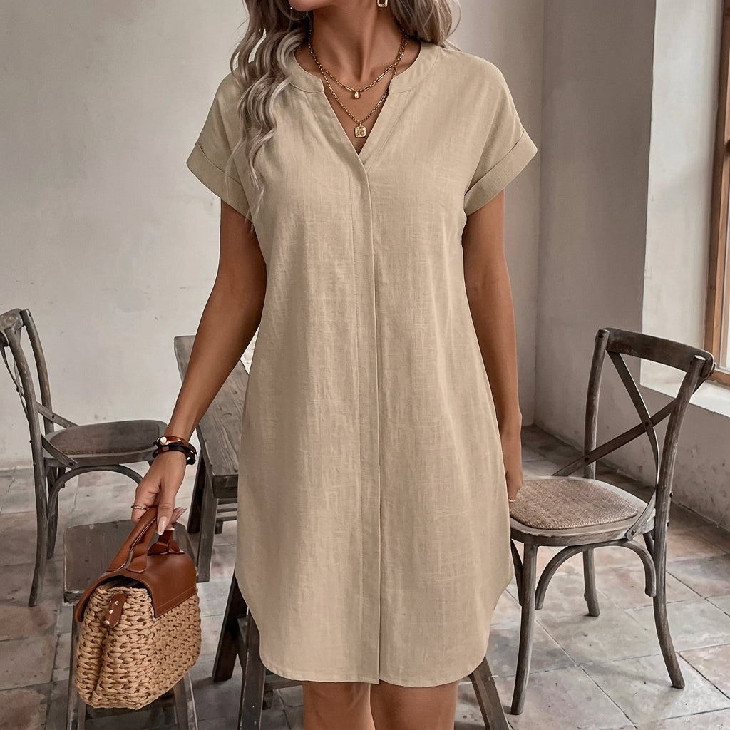 Valentina - Vestito Casual a Maniche Corte con Scollo a V