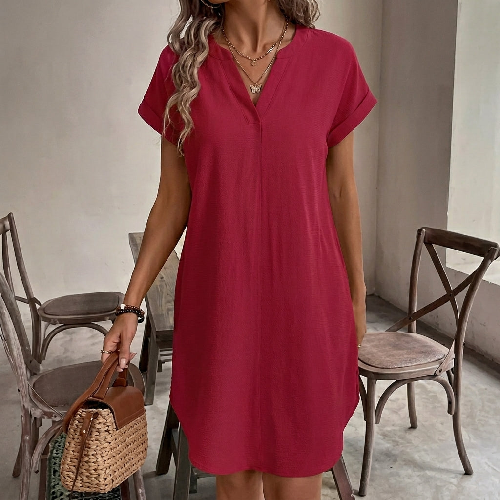 Valentina - Vestito Casual a Maniche Corte con Scollo a V