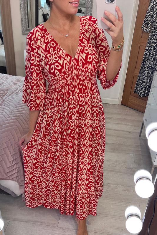 Isabel - Vestito Lungo Stampato · Scollo a V · Stile Boho