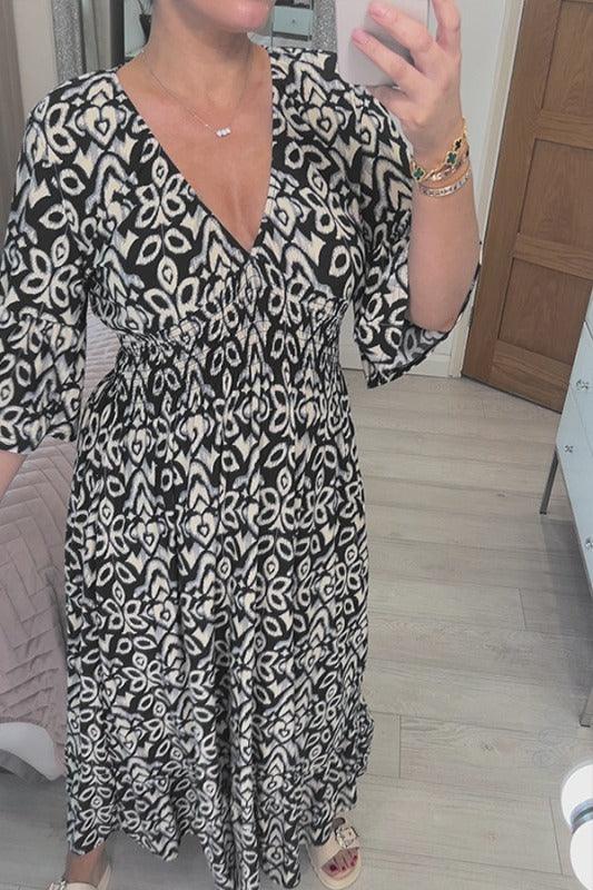 Isabel - Vestito Lungo Stampato · Scollo a V · Stile Boho
