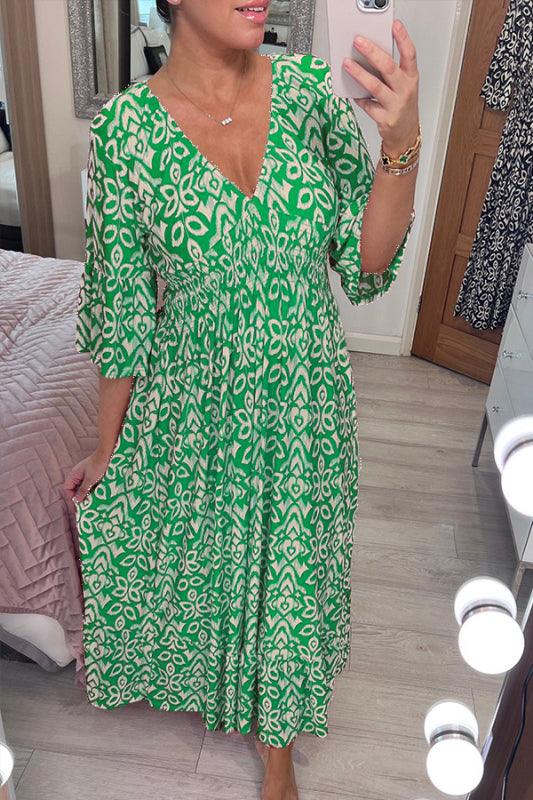Isabel - Vestito Lungo Stampato · Scollo a V · Stile Boho