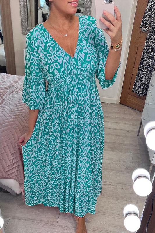 Isabel - Vestito Lungo Stampato · Scollo a V · Stile Boho