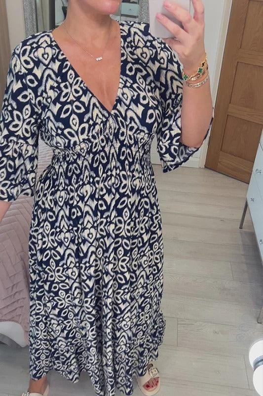 Isabel - Vestito Lungo Stampato · Scollo a V · Stile Boho