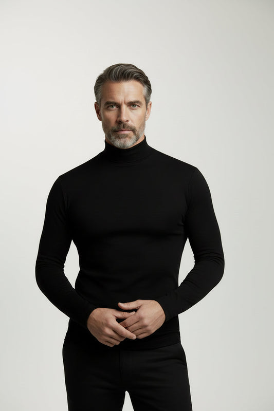 T-shirt Uomo a Collo Alto Slim Fit — Tessuto Morbido e Traspirante