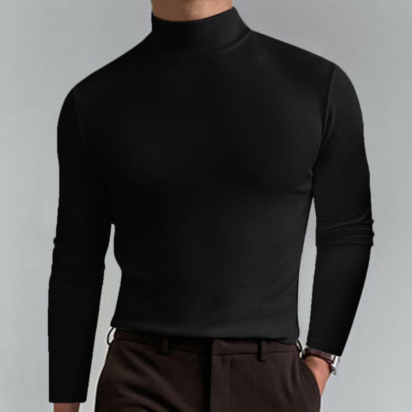 T-shirt Uomo a Collo Alto Slim Fit — Tessuto Morbido e Traspirante