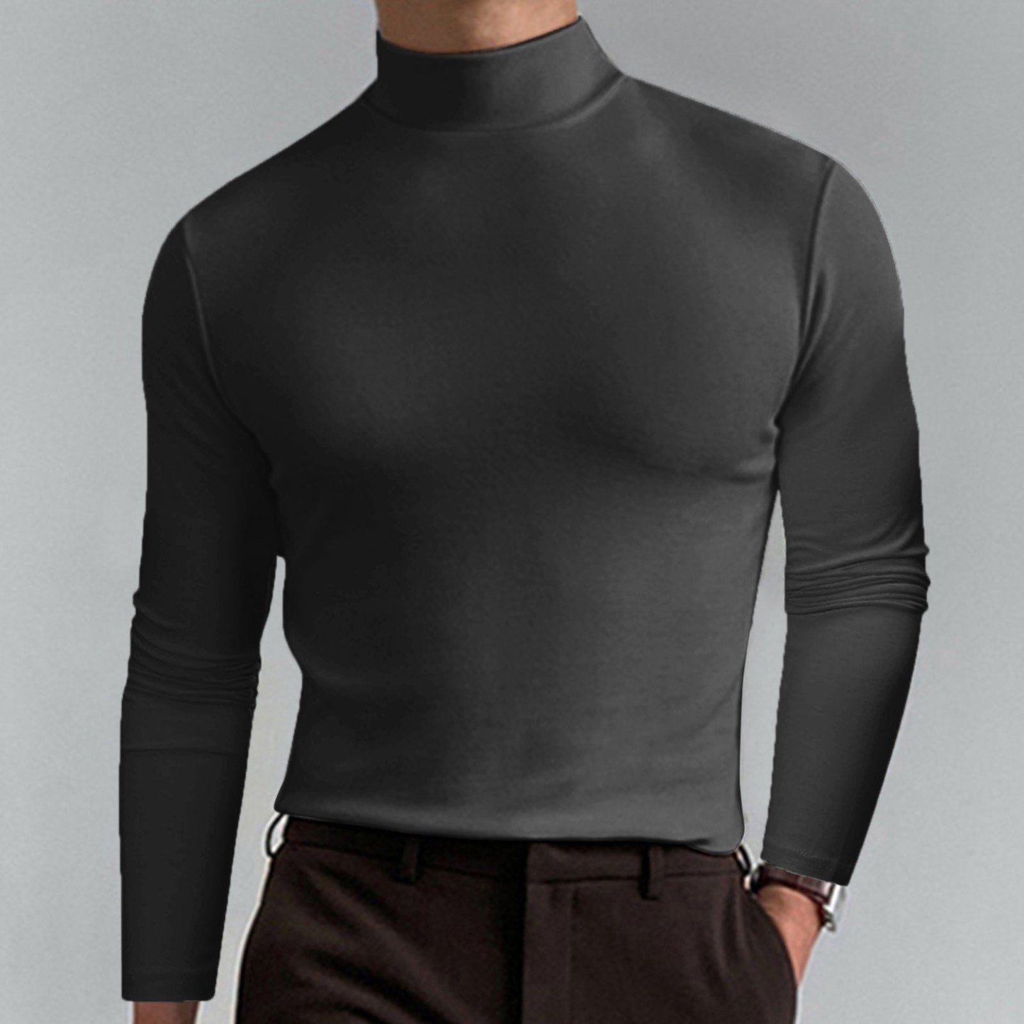 T-shirt Uomo a Collo Alto Slim Fit — Tessuto Morbido e Traspirante
