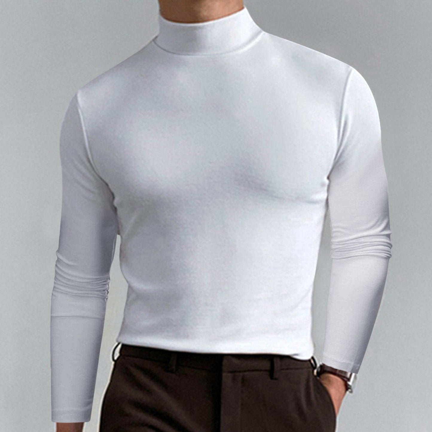 T-shirt Uomo a Collo Alto Slim Fit — Tessuto Morbido e Traspirante