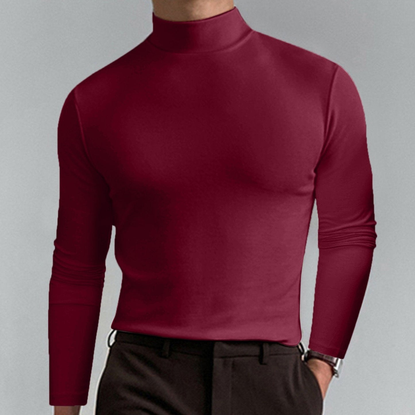 T-shirt Uomo a Collo Alto Slim Fit — Tessuto Morbido e Traspirante