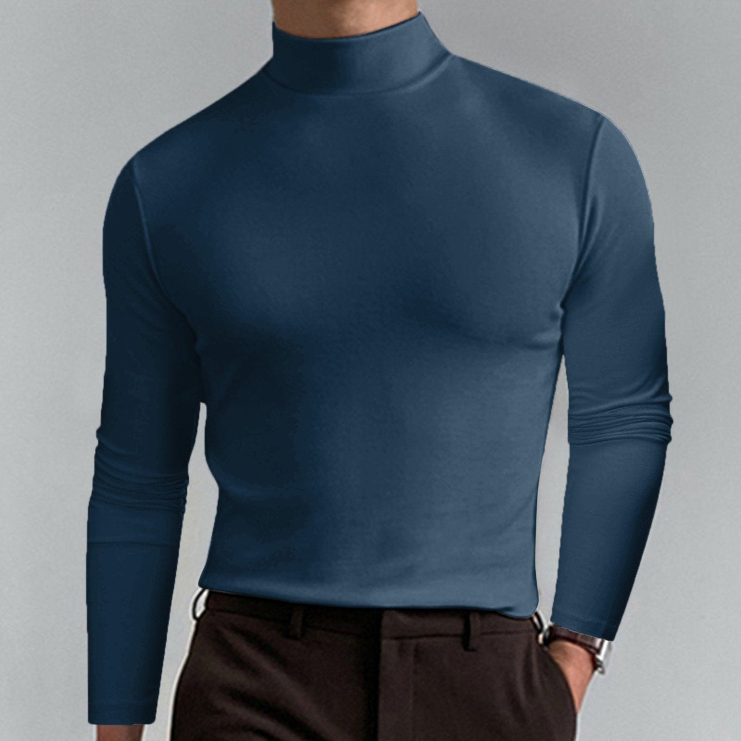 T-shirt Uomo a Collo Alto Slim Fit — Tessuto Morbido e Traspirante