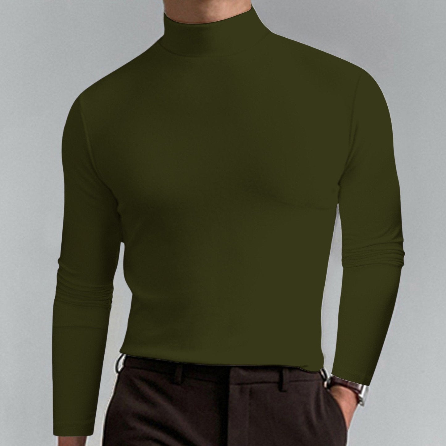 T-shirt Uomo a Collo Alto Slim Fit — Tessuto Morbido e Traspirante