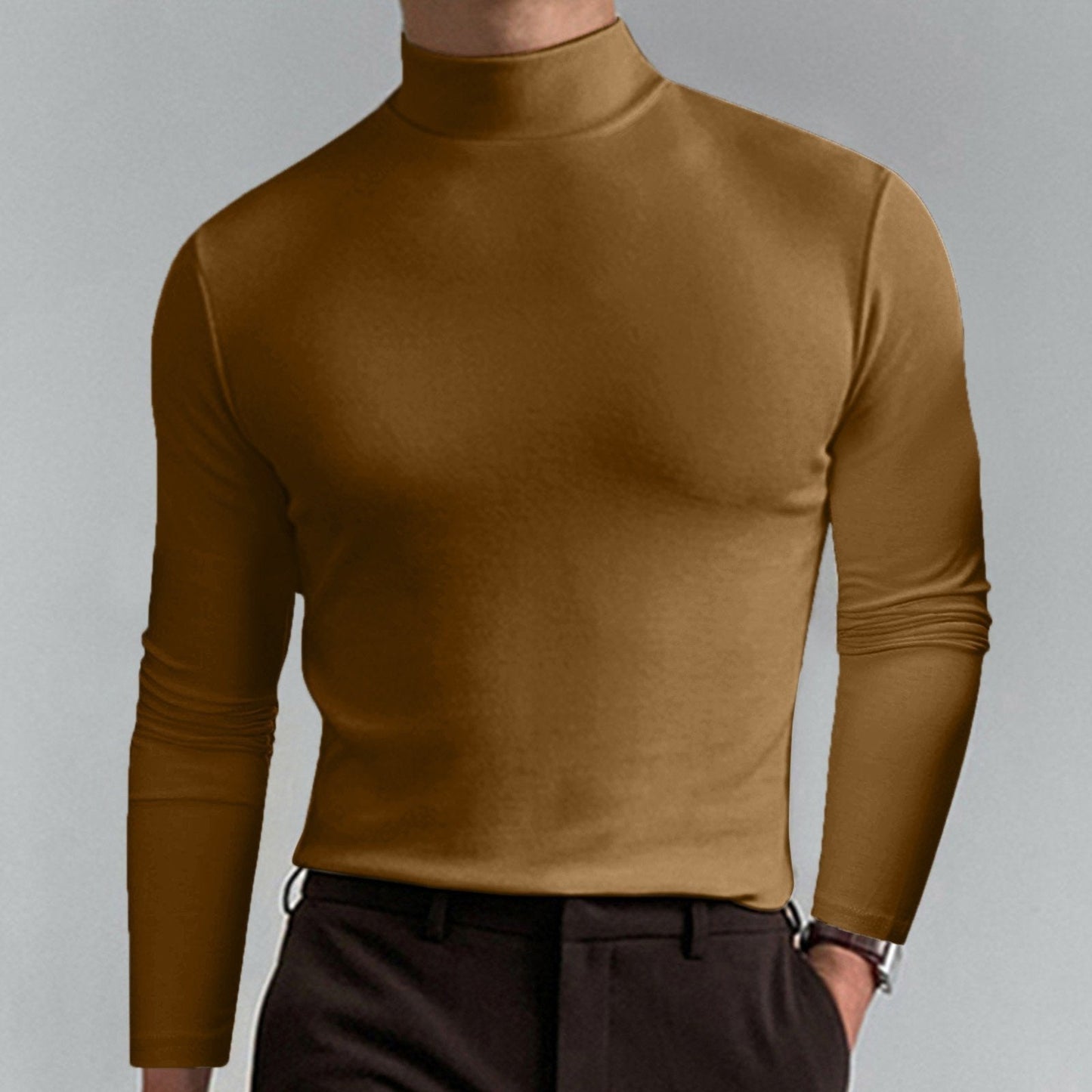 T-shirt Uomo a Collo Alto Slim Fit — Tessuto Morbido e Traspirante