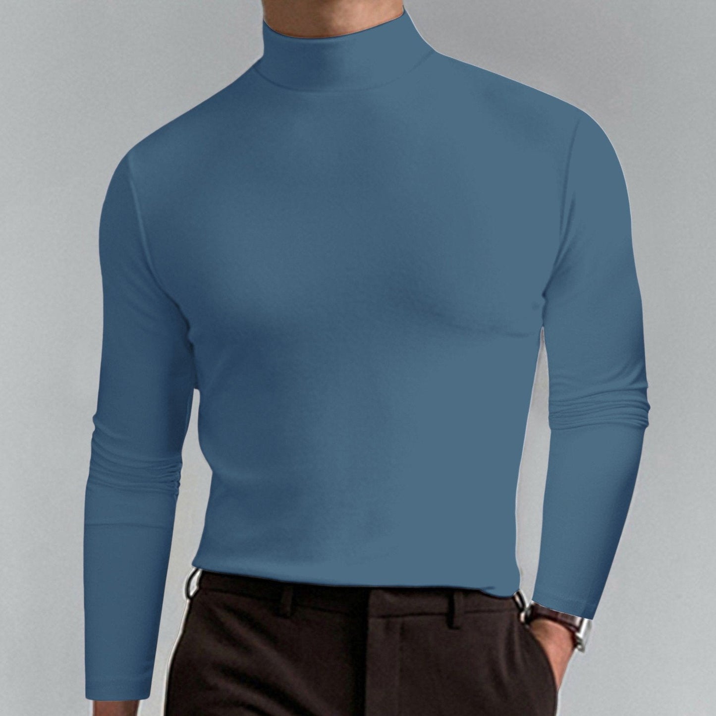 T-shirt Uomo a Collo Alto Slim Fit — Tessuto Morbido e Traspirante