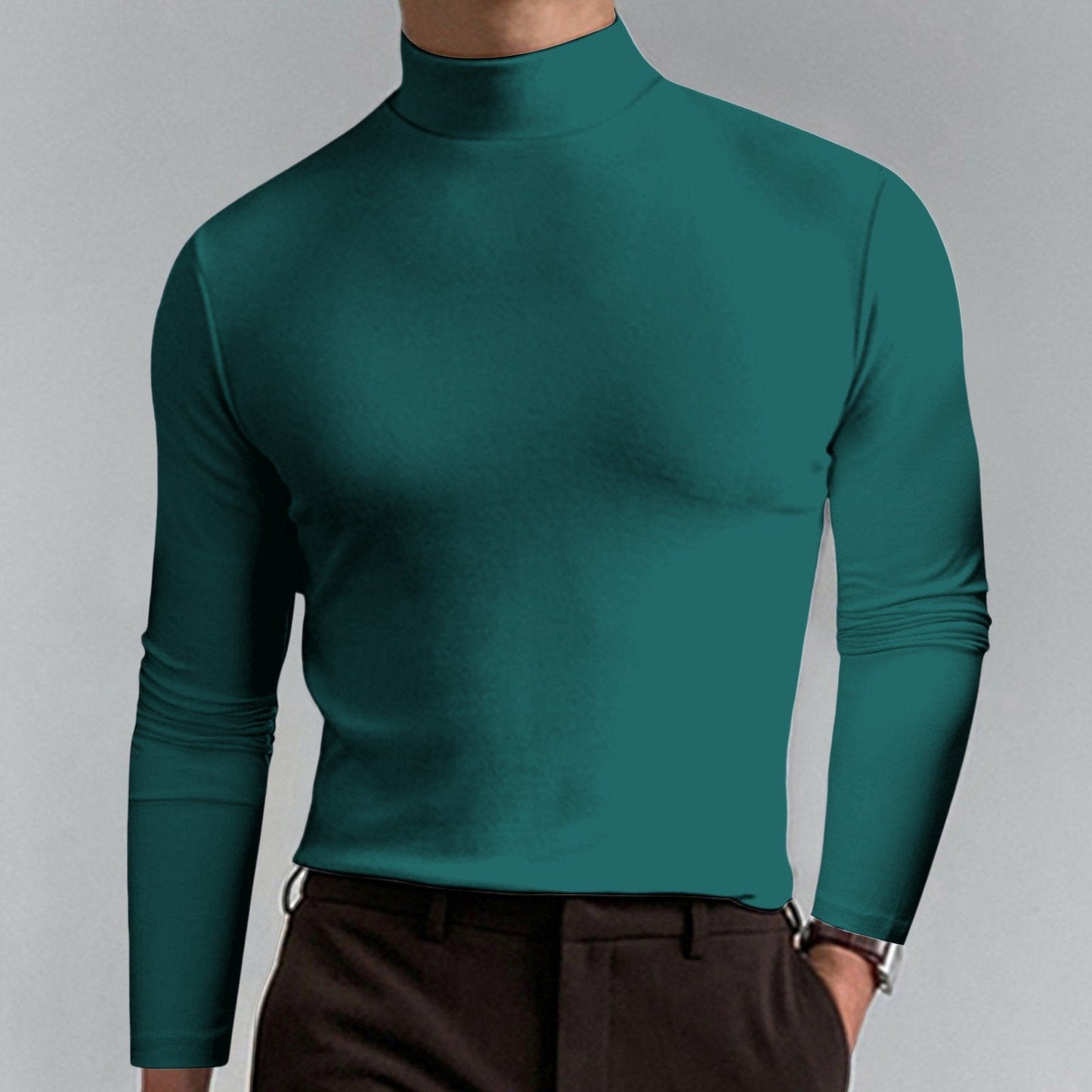 T-shirt Uomo a Collo Alto Slim Fit — Tessuto Morbido e Traspirante