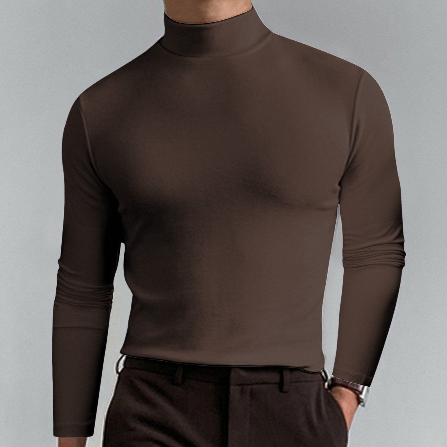 T-shirt Uomo a Collo Alto Slim Fit — Tessuto Morbido e Traspirante