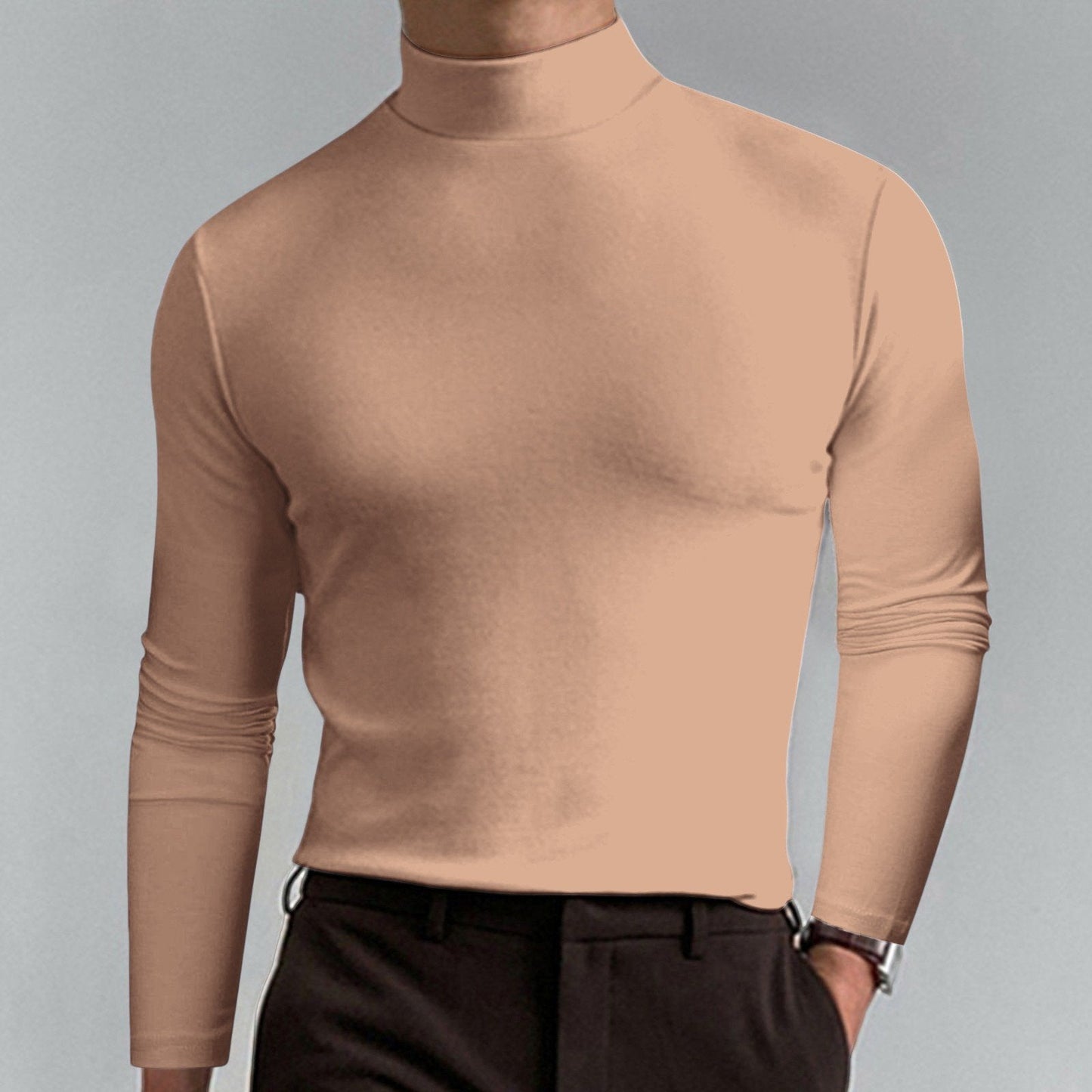 T-shirt Uomo a Collo Alto Slim Fit — Tessuto Morbido e Traspirante