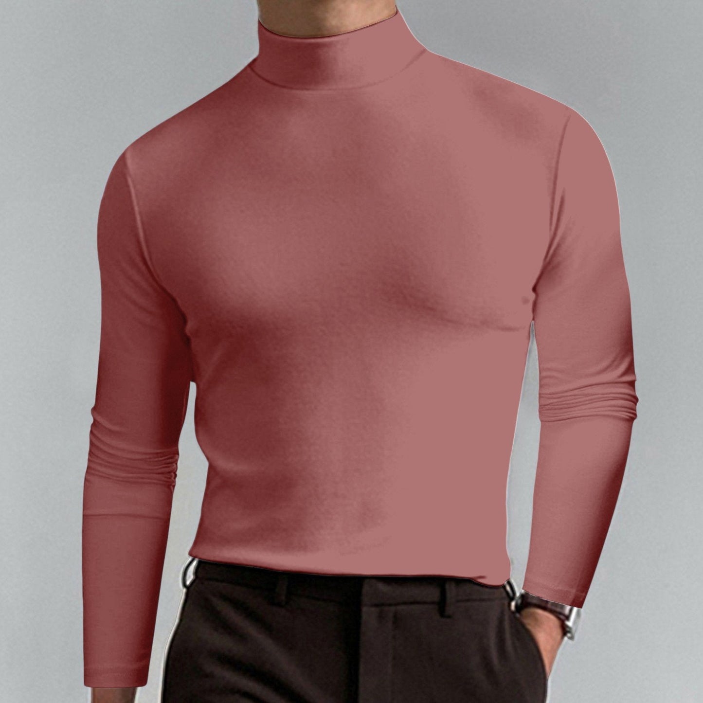 T-shirt Uomo a Collo Alto Slim Fit — Tessuto Morbido e Traspirante