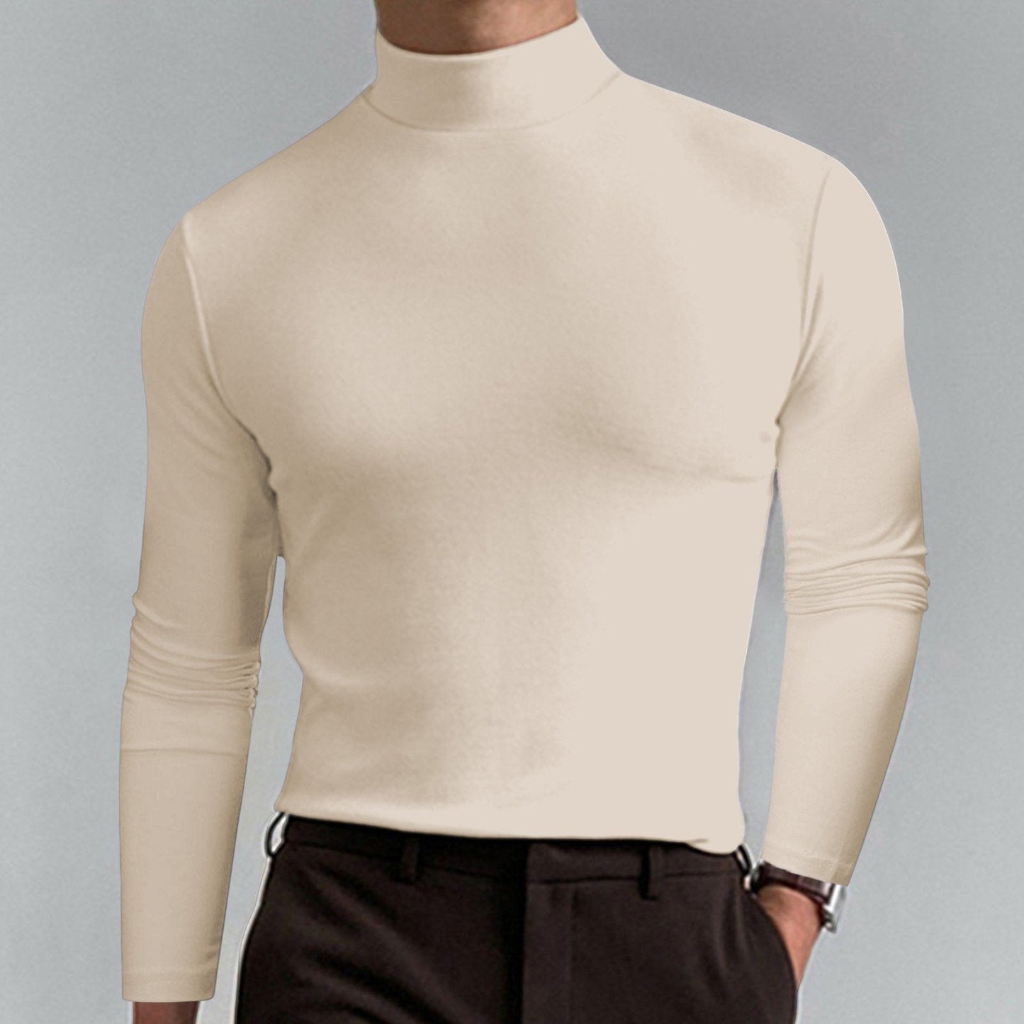 T-shirt Uomo a Collo Alto Slim Fit — Tessuto Morbido e Traspirante